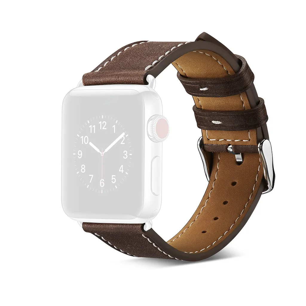 Coffee Смарт-часы аксессуары браслет для наручных часов Apple Watch серии 1/2/3/4 38/40 42/44 мм роскошный кожаный флэш-браслетный ремешок для часов браслет - Цвет: Coffee