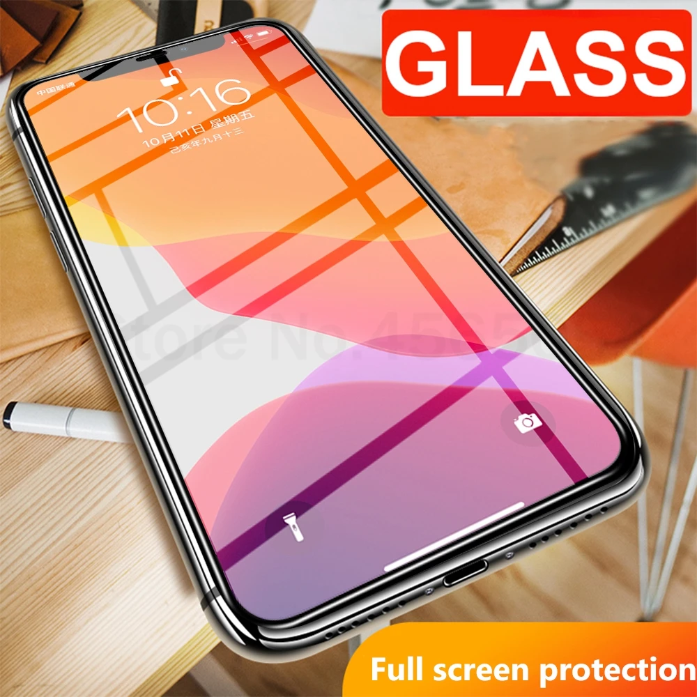 Закаленное стекло для iPhone 11 pro XS MAX XR X 8 7 6 6S Защитное экрана iphone max Plus переднее