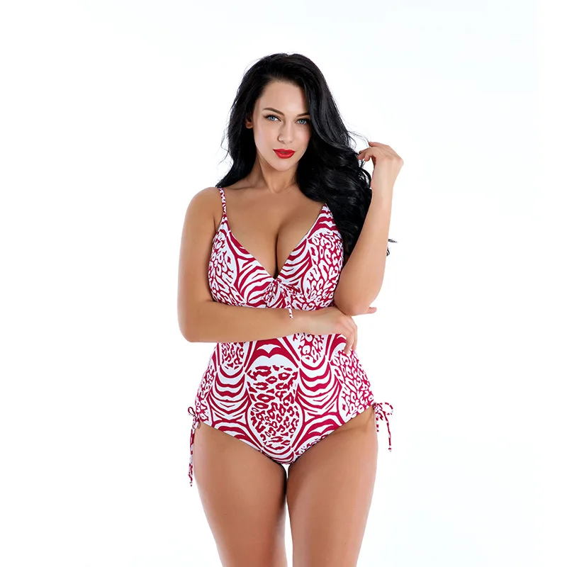 Большой купальник женский с принтом цельный купальный костюм с бандажом купальный костюм плюс размер купальник Танкини