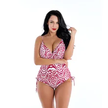 Большой купальник женский с принтом цельный купальный костюм с бандажом купальный костюм плюс размер купальник Танкини