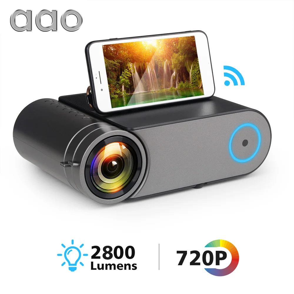 

AAO YG420 Mini LED 720P Projector Native 1280x720 Portable Wireless WiFi Multi Screen Video Beamer YG421 3D VGA HDMI Proyector