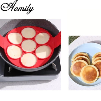

Amoliy 7 Holes Non-Stick Egg Pancake Silicone Mold DIY Pancake Maker Ring Round Shape Mold Kitchen Baking Omelet Moulds Kitchen