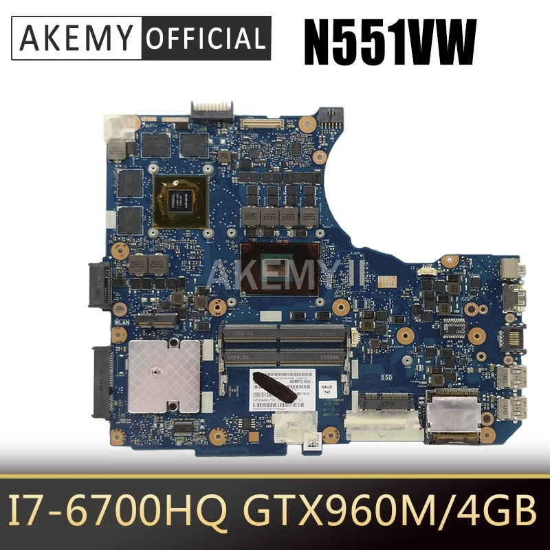 AKemy N551VW для ASUS G551V FX551V G551VW FX51VW материнская плата ноутбука I7-6700HQ GTX960M/4GB Материнская