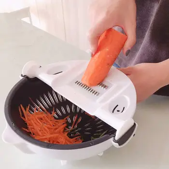 

Multifunction Rotate Vegetable Cutter with Drain Basket Portable Slicer Chopper Grater Kitchen Tool MU8669