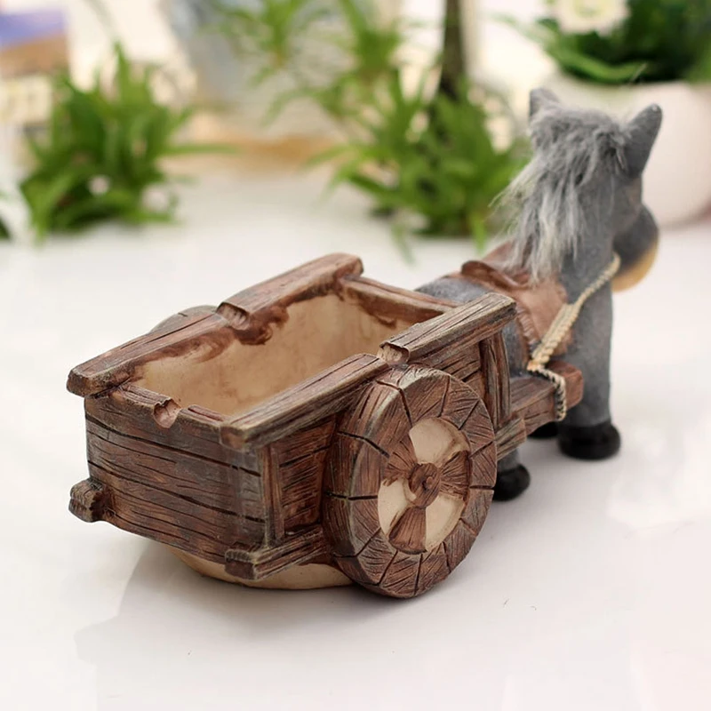 Ослик Pull Cart пепельница из смолы ремесла украшение подарок для дома гостиной