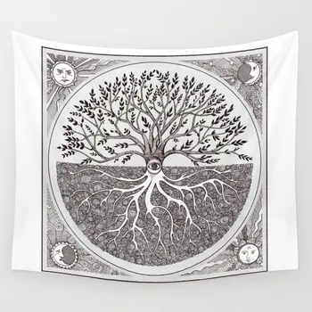 

Tree of Life Tapestry Sun and Moon Wall Hanging Room Bedspread Beach Mat Tapestries Psychedelic Home Decoration Accessories