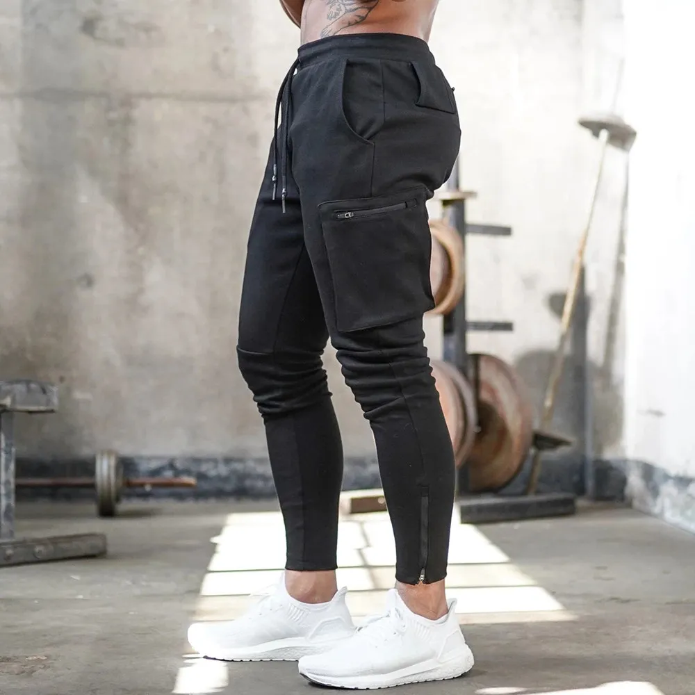 

2020 New Joggers Sweatpants Track Pants Men Gym Fitness Workout Trousers Spring Male Multi-pocket Casual Skinny Pants Sportswear