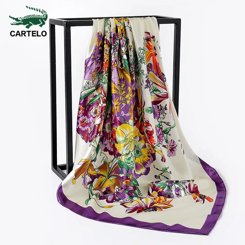 

CARTELO New ladies scarf 2020 autumn and winter new big square scarf splash ink painted floral pattern scarf women