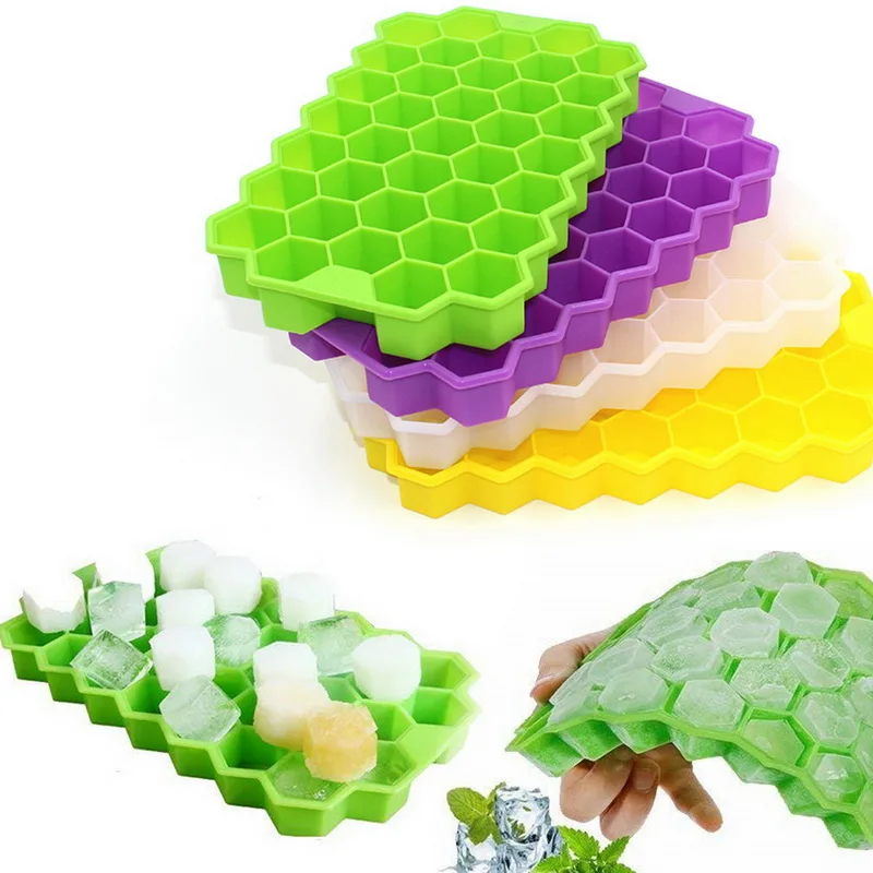 

Honeycomb Ice Cube Tray 37 Cubes Silicone Ice Cube Maker Mold With Lids For Ice Cream Party Whiskey Cocktail Cold Drink BPA Free