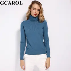 Женская вязаная водолазка GCAROL, однотонный джемпер в офисном стиле из 30%-ной шерсти на осень и зиму, 2019