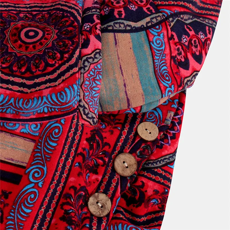 JAYCOSIN Coat Female Women Vintage Ethnic Print Quilted Fleece Hooded Long Sleeve Button Winter Coat chaqueta mujer