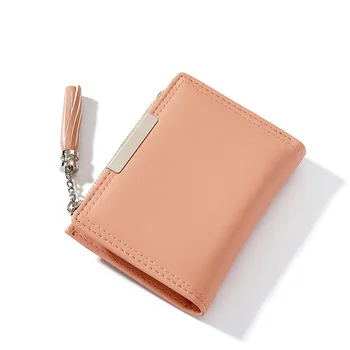 

Brand Pink Women Wallet Soft PU Leather Female Purse Mini Hasp Card Holder Coin Short Wallets Slim Small Purse Zipper Keychain