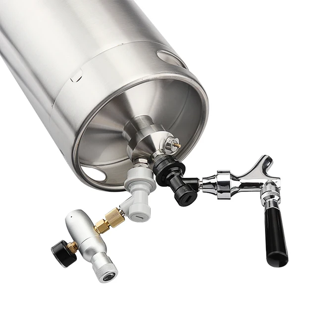 5L Mini Sörhordó Growler Csapteleppel És Co2 Injektor Prémium Rozsdamentes Acél Sörcsatlakozó Hordó Tartja A Sör Szerszámokat - Image 4