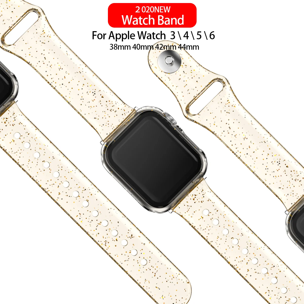 Soft Silicone Bands for Apple Watch Strap 45mm 41mm 44mm 40mm42mm38mm Glitter Women Sports Wristband for iWatch 7/6/5/4/3/2/1/SE