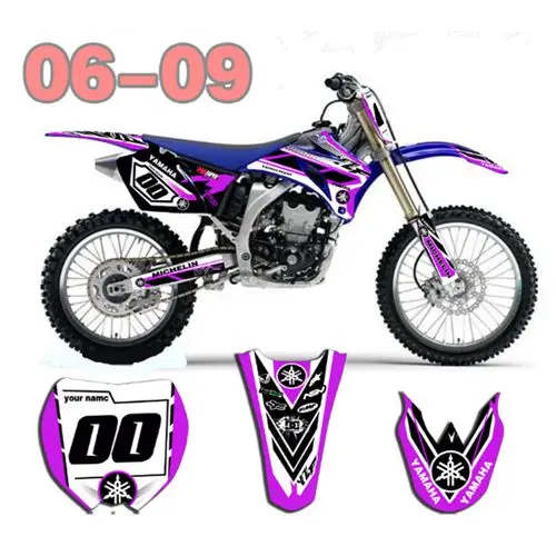 Для YAMAHA YZF250 2006-2009 Новые полные графические наклейки на заказ имя номера глянцевые яркие наклейки водонепроницаемые - Цвет: B
