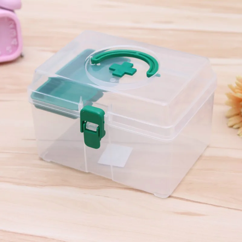 

Small Household Medicine Box Transparent First Aid Box Children's Hand Small Medical Kit Color Random