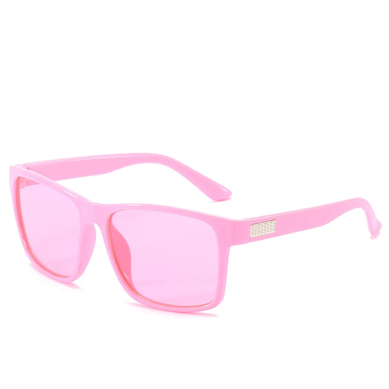 3-8 yrs kinder zonnebril Boys&girls Cute Square sunglasses UV400 Cool children glasses Summer child eyewear n589 - Цвет линз: Розовый