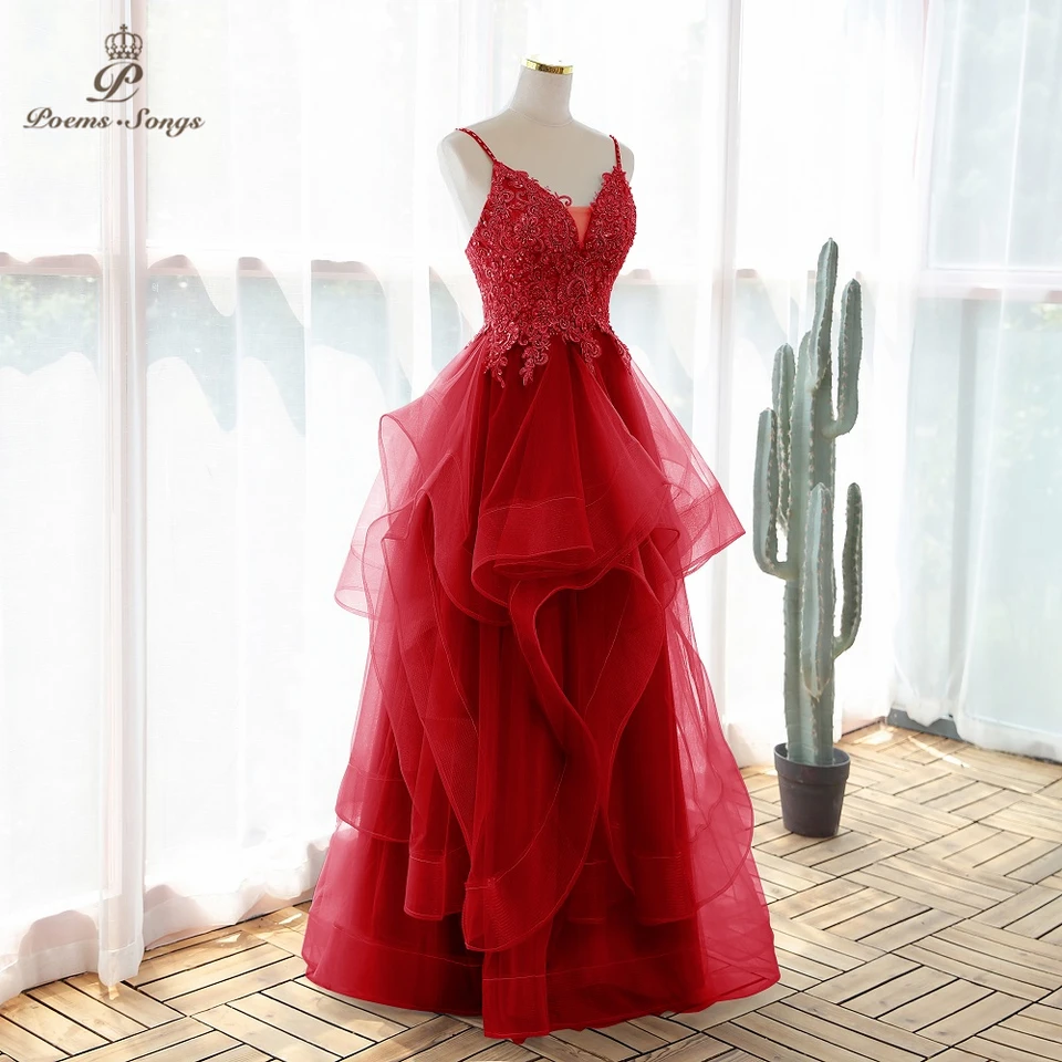 red color party wear gown