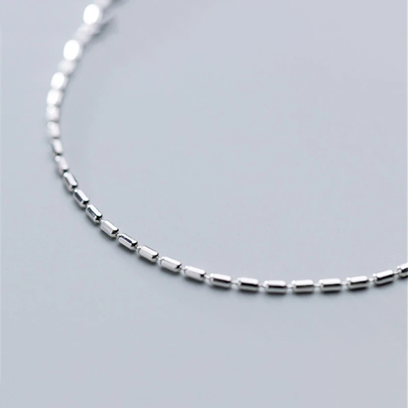 WOOZU Real 925 Sterling Silver Minimalism Square Link Chain Anklet For Women Party Girls Classic Foot Jewelry Gift Accessories