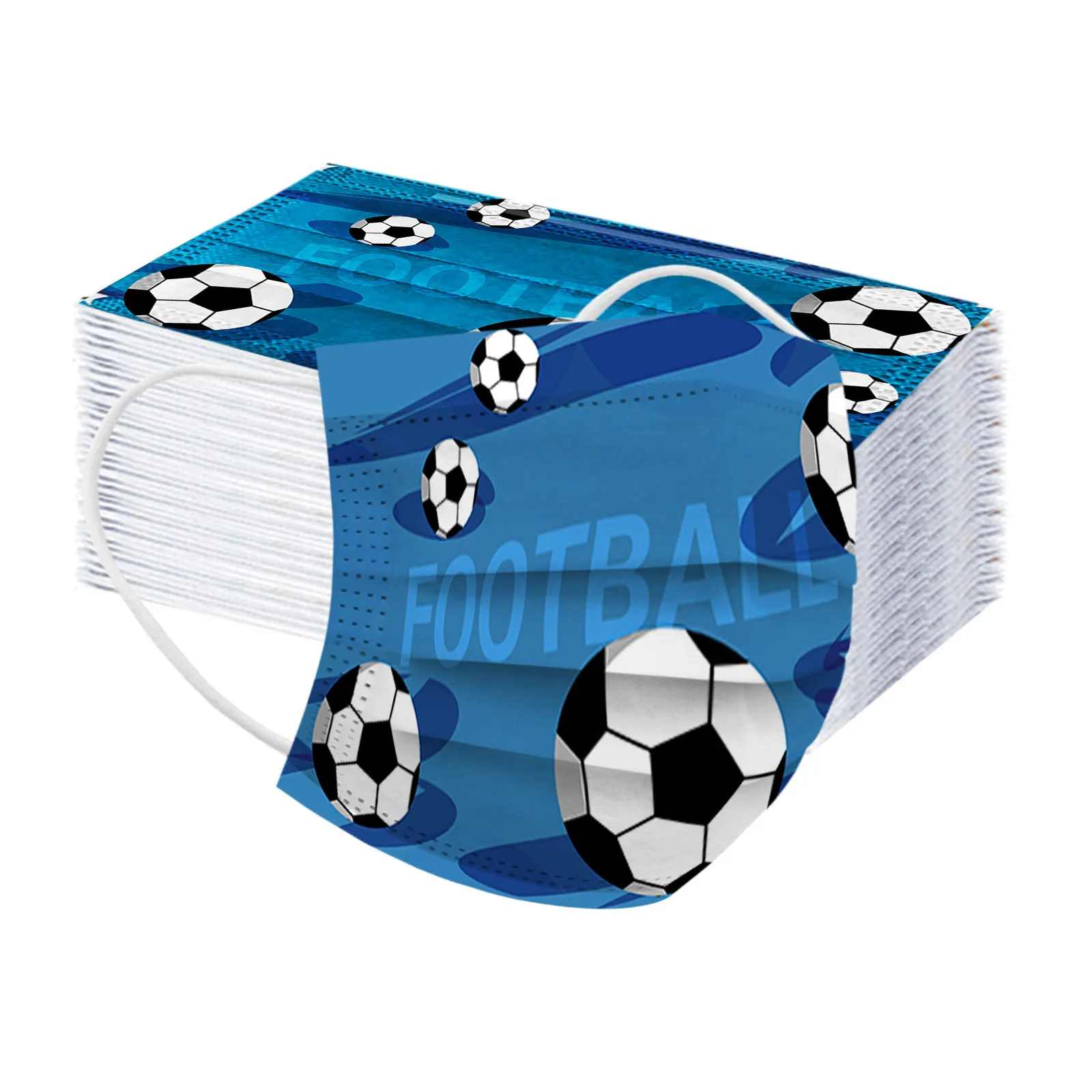 50PC Football Printed Kids Disposable Face Mask Boys Girls Mouth 3 Layers Non-Woven Children Masks Masque Jetable Enfant | Безопасность