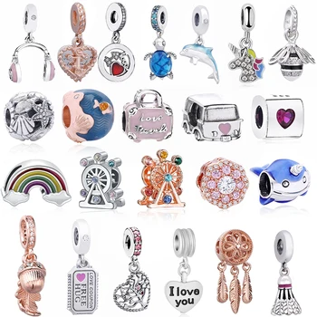 

TOGORY 2Pcs/lot Special Offer Phone & Travel Bag Charm Pendant Fits Brand Bracelets Necklace For Women Jewelry Making