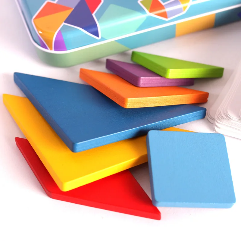 Colorful 3D Wooden Pattern Animal Jigsaw Puzzle Tangram Toy Kids Montessori Early Education Sorting Games Toys Children Gift