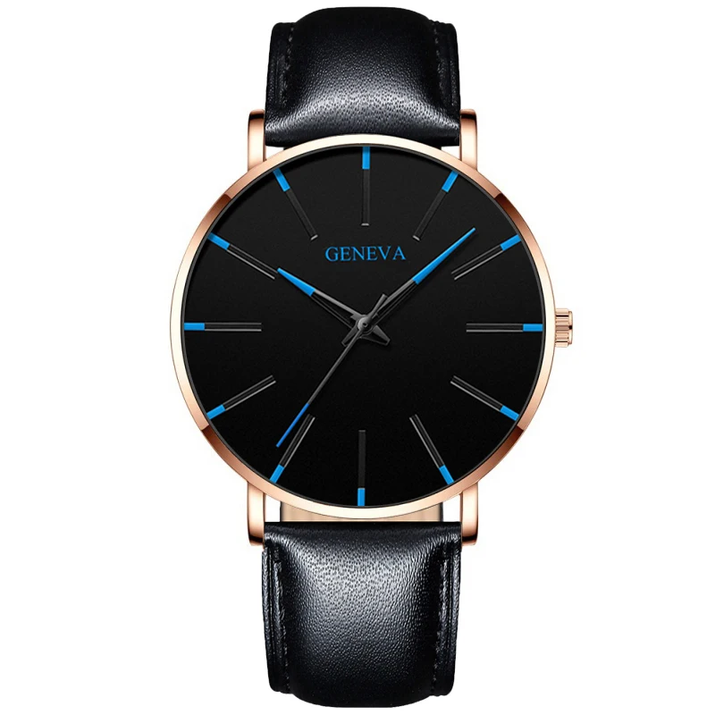 2022 Geneva Minimalist Watch Men Ultra Thin Blue Stainless Steel Mesh Belt Watches Man Business Casual Quartz Wrist Watch 