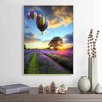 

Frameless DIY Oil Painting Hot Air Balloon Pictures By Numbers On Canvas Wall Lavender Pictures Wall Art Home Decoration