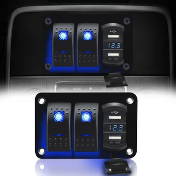 

Toggle Rocker Panel Switch Dual USB Charger 3 Gang Enclosed Boat Marine