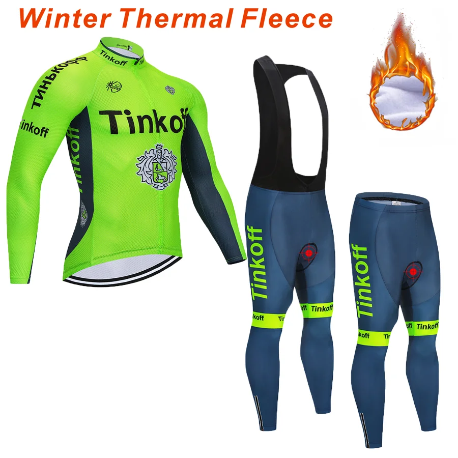 Tinkoff зимний теплый флисовый комплект с длинным рукавом bicicleta maillot ciclismo комплект для велосипеда зимняя одежда для велоспорта Ropa de invierno