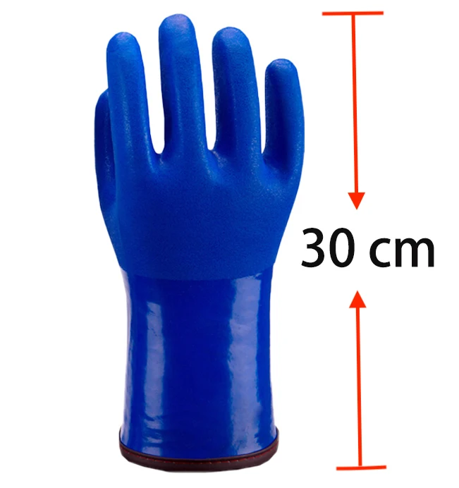 Warm Insulated Cashmere Chemical Proof Outdoor Oil Resistant Skiing Anti Cold Thermal PVC Safety Work Glove For Winter Fishing 4