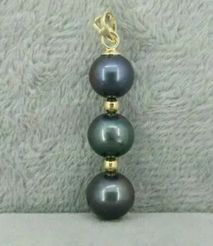 

AAA 9-10 MM BLACK ROUND NATURAL TAHITIAN PEARL PENDANT NECKLACE