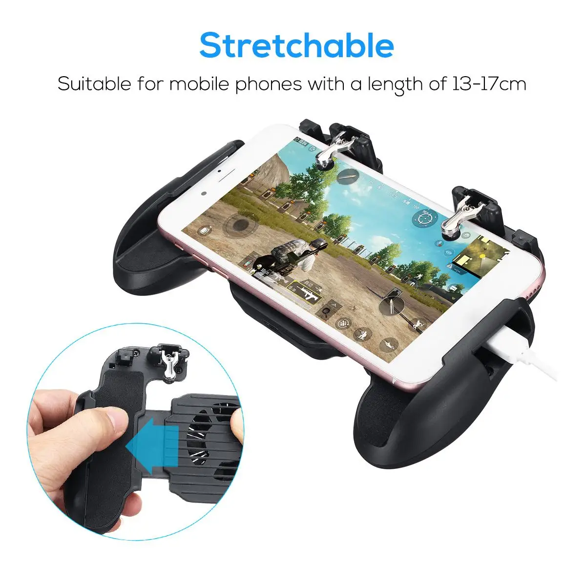 Gaming Gamepad Trigger For PUBG with Cooler Cooling Fan L1 R1 Shooter Joystick Handle For IPhone An
