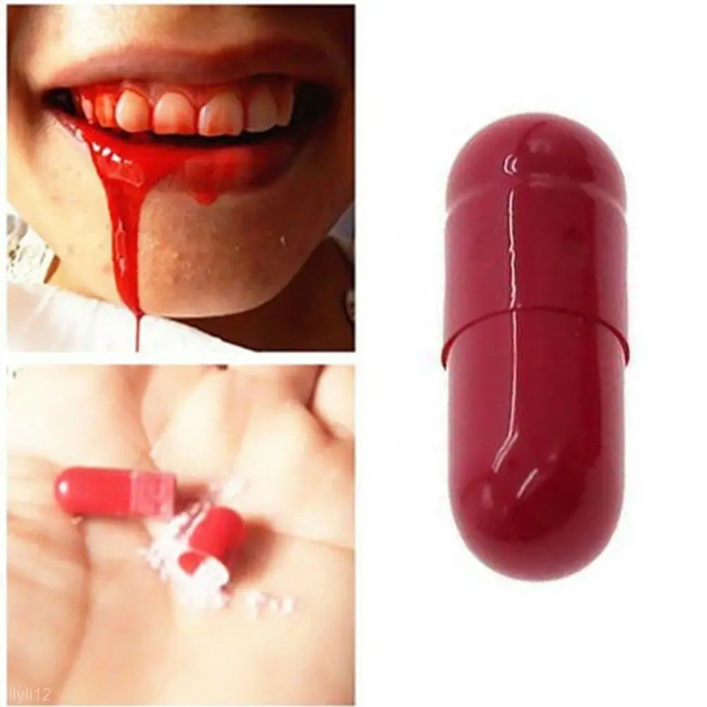 

Funny Horror Vampire Bat Injured Spitting Fake Blood Capsules Pill Joke Prank Trick Halloween Props