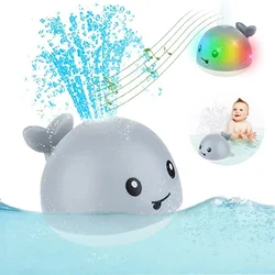 Boule de bain électrique en forme de baleine pour bébé, avec musique légère, lumière LED, spray douche d'eau, piscine, jouets de bain pour enfants 