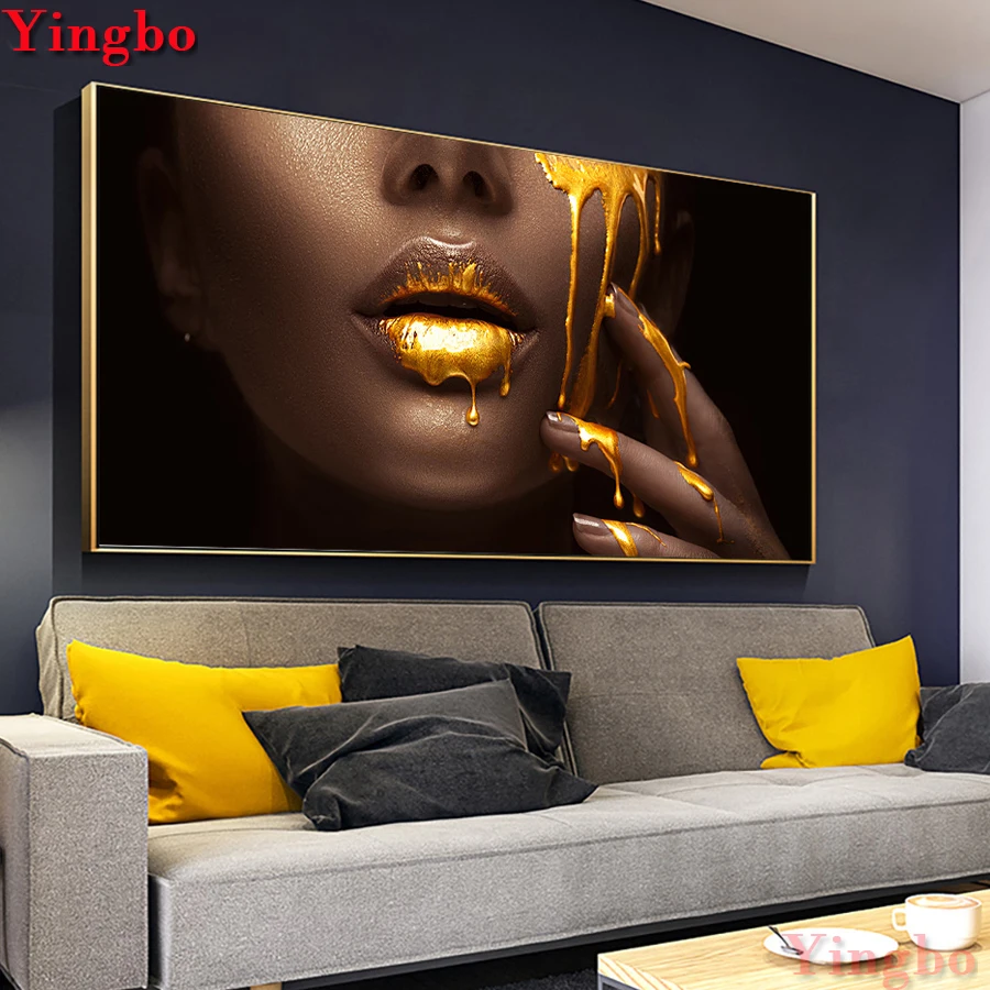 Large-DIY-Diamond-Painting-Women-Face-With-Golden-Liquid-Cross-Stitch-3D-Mosaic-Rhinestone-Embroidery-For