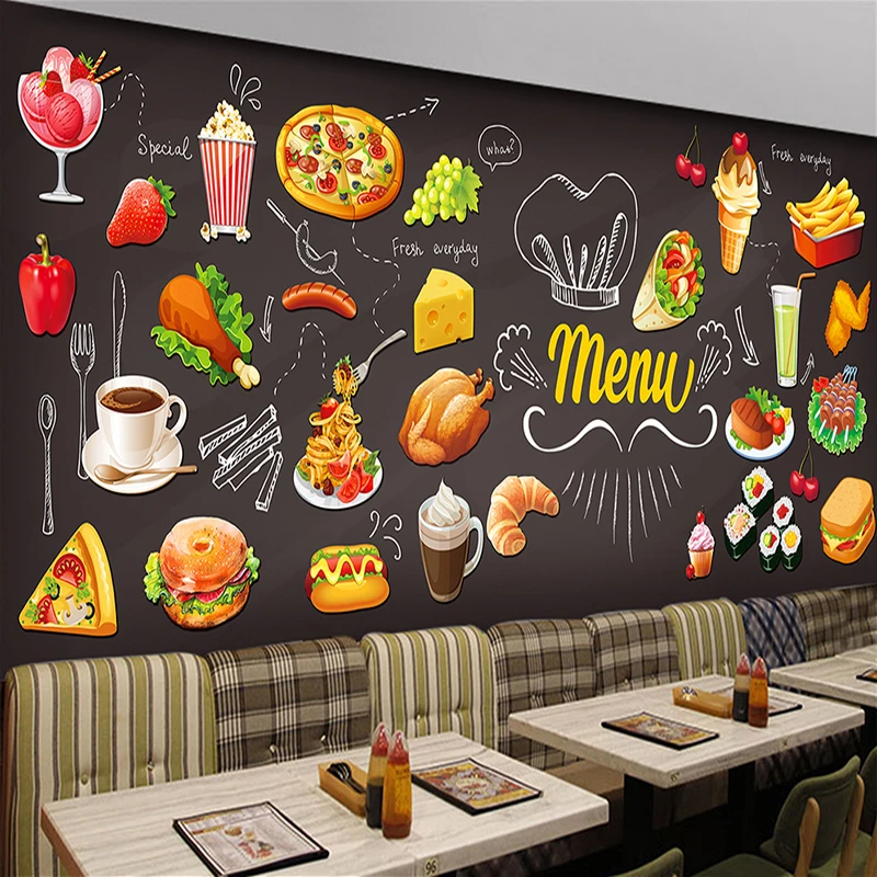 Personalized-Blackboard-Graffiti-Food-Mural-Wallpaper-Cake-Shop-Cafe-Hamburger-Shop-Restaurant-Photo-Wallpaper-Wall-Covering (2)
