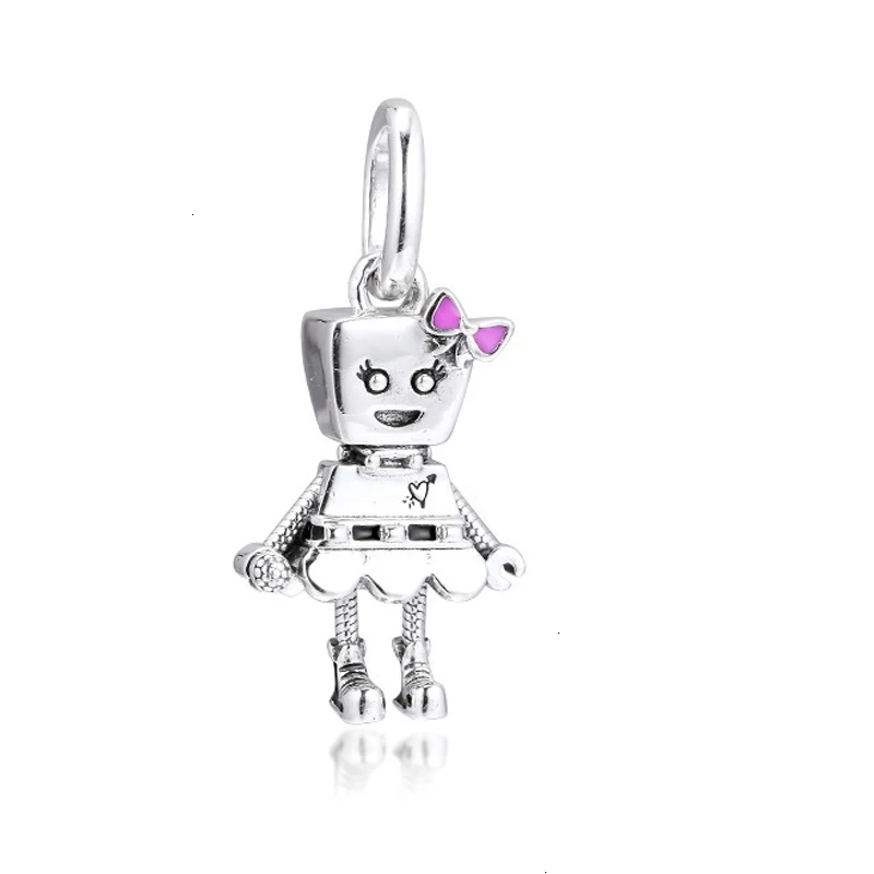 MEEIE подлинный 925 пробы серебряный браслет Bella Bot в стиле панк Подвеска подвеска Подходит для Pandora Оригинальные европейские браслеты ювелирные изделия