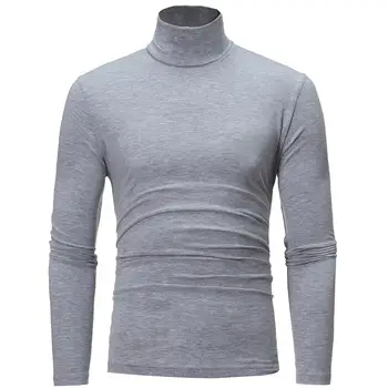 

Men Fashion Solid Color Long Sleeve Turtle Neck Slim T-Shirt Bottoming Top Men's Clothing Tees Collar Shirts For Men