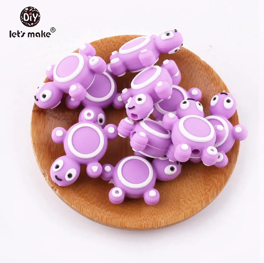 purple Давайте сделаем Силиконовое черепаха может жевать DIY ювелирные аксессуары в виде бусин детский Прорезыватель зубов, пустышка цепи сделанные зубные кольца для детей ожерелье - Цвет: purple