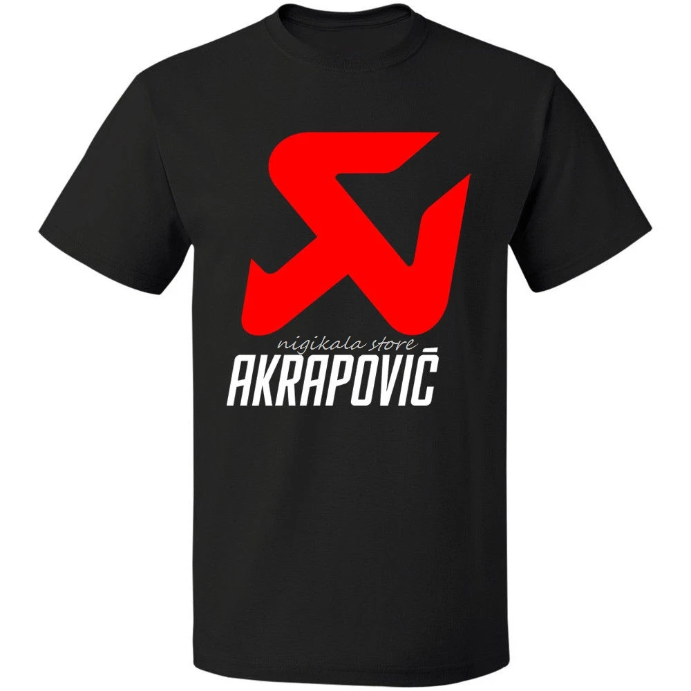 Логотип выхлопной системы Akrapovic, высокое качество, S-3XL, Прямая поставка, Мужская футболка с принтом, Мужская короткая футболка высокого качества - Цвет: Черный