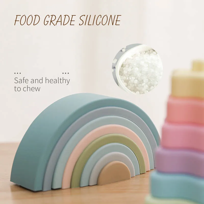 Baby Toy Silicone Educational Building Blocks 3D Rainbow Stacking Baby Building Blocks Toys Montessori Educational Toy Children 3 Baby Toy Silicone Educational Building Blocks 3D Rainbow Stacking Baby Building Blocks Toys Montessori Educational Toy Children 3