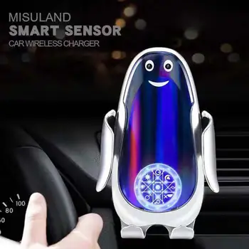 

Q6 Intelligent Induction Mobile Phone Holder Penguin Style Car Wireless Phone Charger Fast Charge for Iphone Samsung Xiaomi