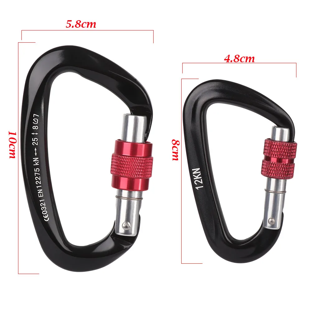 Professional Carabiner Climbing Key Hooks D Shape Aluminum Security Master Lock Outdoor Ascend Tool 12/25KN climbing carabiner