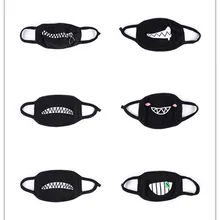 Забавная мультяшная маска унисекс с изображением зубов и букв, черная хлопковая маска с половинным ртом, антибактериальные зимние теплые милые маски для лица, 32 стиля