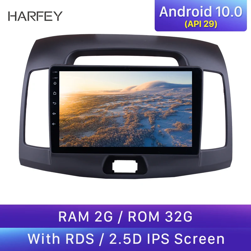 Harfey 9 &quotAndroid 10 0 2Din автомобильное радио авто Navi для 2007 2011 Hyundai Elantra головное