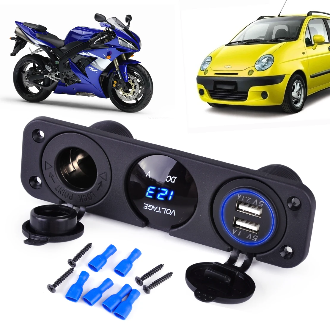 Beler Dual USB зарядное устройство+ 12 В розетка+ 3 отверстия панель морской синий светодиодный автомобиль Лодка ATV Camper Caravans туристический прицеп