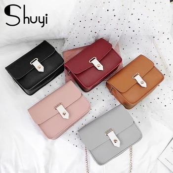 

Personalized lock Women's Shoulder bag summer simple fashion high quality PU leather chain ladies messenger bag small square bag