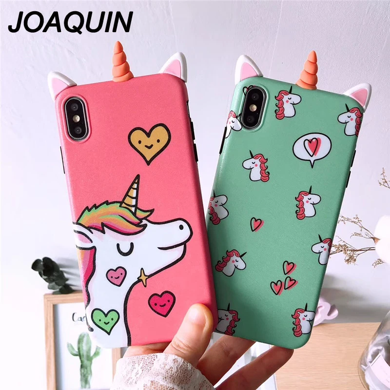 Мягкий силиконовый чехол для iPhone X 8 7 6 S plus XS XR Max Cute Horse с 3D мультяшным единорогом