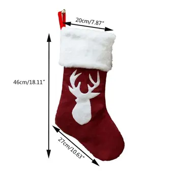 

Christmas Stockings Sock Xmas Tree Candy Gift Bag Deer Elk Hanging Pendant Home Decor Ornament 67JB